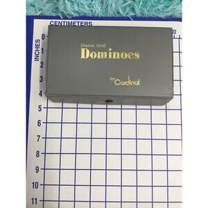 Vintage Cardinal Double 9 Dominos Game 55 Piece Set with Grey Vinyl Storage Case